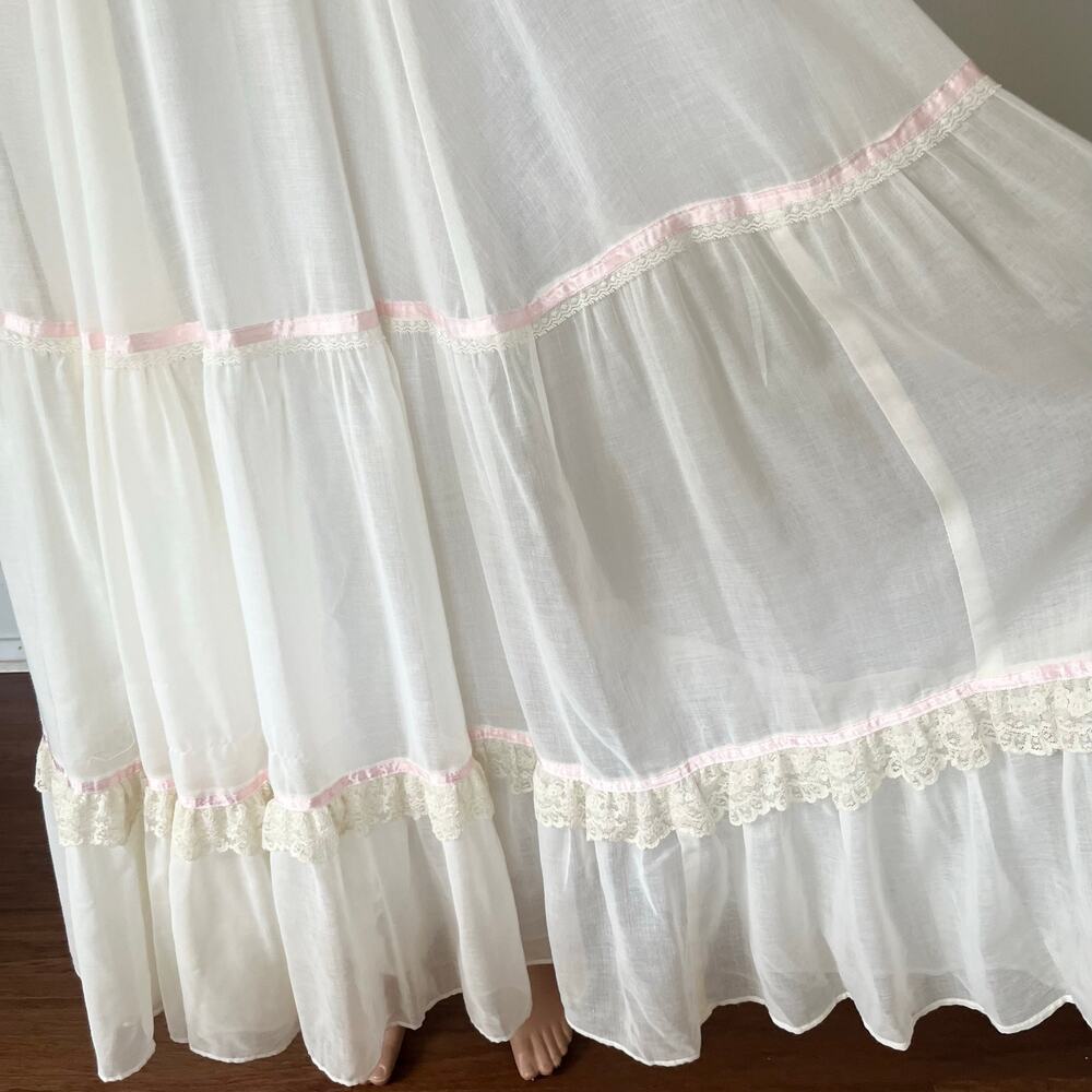 Vintage 70s Gunne Sax Prairie Dress Maxi Ivory Cottagecore Wedding // Size XXS - Picture 2 of 6